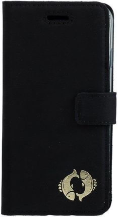 SURAZO WALLET CASE NUBUK CZARNY I ZŁOTE RYBY DO NOKIA 7.2