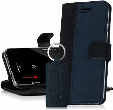 Surazo Wallet case Nubuk Czarny i Granatowy Czarny Granatowy do Xiaomi Redmi Note 9
