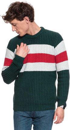 Męski Sweter Wrangler Chunky Knit Pine W8A7Pcg01
