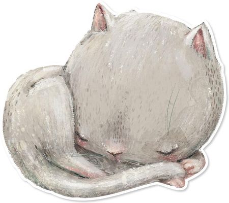 Wall Snuggles Śpiący Kotek Pastelowa Pluszowa Naklejka 46X41Cm