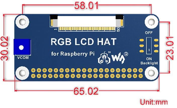 Waveshare Wyświetlacz 5" 800X480 Ips Z Interfejsem Dpi Dla Raspberry Pi - zdjęcie 7 Waveshare Wyświetlacz 5" 800X480 Ips Z Interfejsem Dpi Dla Raspberry Pi