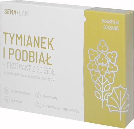 SEMA Lab Tymianek i Podbiał + ekstrakt z 20 ziół 24 past do ssania