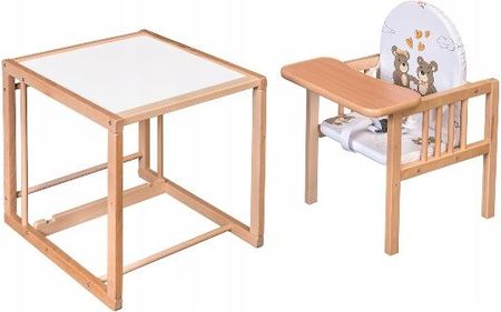 Krzesełko do karmienia drewniane BUK stolik 2w1