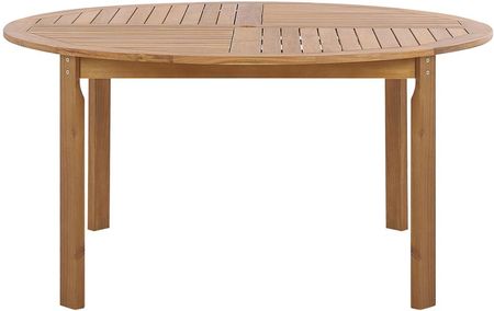 Beliani Drewniany stół ogrodowy okrągły 150 cm dla 6 osób drewno akacjowe Tolve