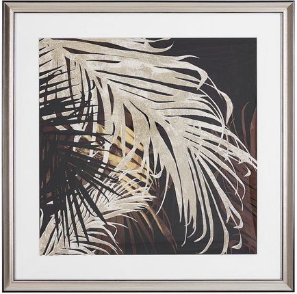 Beliani Plakat w ramie liście palmy wydruk na papierze 60 x 60 cm złoto-brązowy Togba