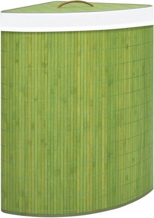Bambusowy Kosz Na Pranie Narożny Zielony 60L