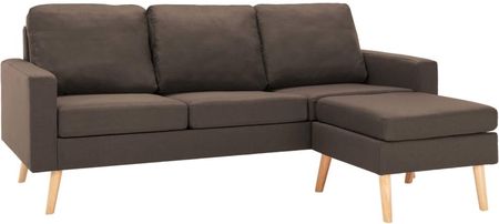 3-Osobowa Sofa Z Podnóżkiem Brązowa Tapicerowana Tkaniną