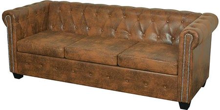 3-osobowa brązowa sofa w stylu Chesterfield - Charlotte 3Q