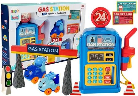 Lean Toys  Stacja Benzynowa z Autkami, Światłami, Dźwiękiem