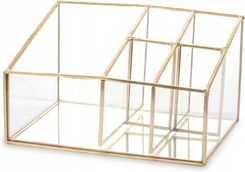 Zdjęcie ORGANIZER SZKATUŁKA SZKLANA METAL KOSMETYKI - Góra