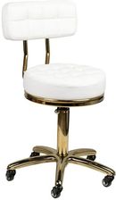 TABORET KOSMETYCZNY GOLD AM-961 BIAŁY