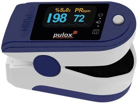 Pulsoksymetr Pulox PO-200A z alarmem biało-niebieski