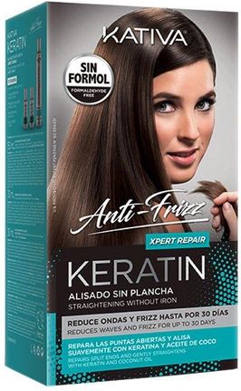 Kativa Anti-Frizz Keratin Xpert Repair - Zestaw Do Keratynowego Prostowania Włosów