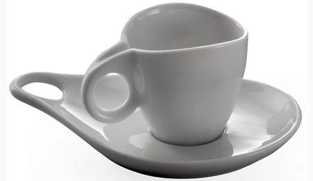 BUGATTI Milla filiżanki do kawy i herbaty porcelanowe ze spodkami 135ml 6 szt. szare