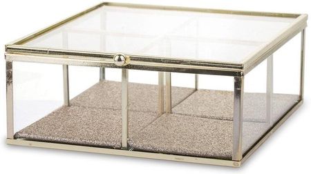 Szkatułka szklana oprawa metal 7x16x16,5 cm