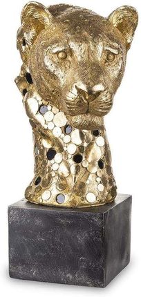 Figurka głowa leoparda czarna/złota 38x19x22 cm