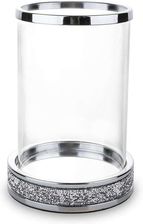 Zdjęcie Świecznik Lampion Srebrny Metal Szkło Ozdobny 25cm - Toszek