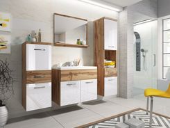 Zdjęcie Mks Meble Zestaw Wiszących Mebli Łazienkowych Alba Wotan Biały Połysk - Podkowa Leśna