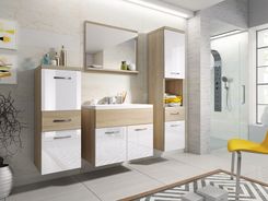 Zdjęcie Mks Meble Zestaw Wiszących Mebli Łazienkowych Alba Sonoma Biały Połysk - Grodzisk Mazowiecki