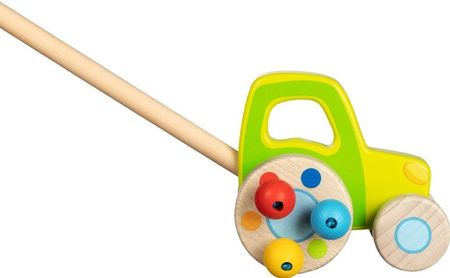 Goki Zabawka do pchania dla dzieci Traktorek z kulkami 54880 zabawki drewniane