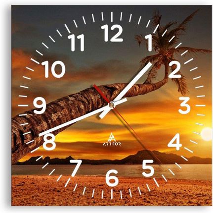 Arttor Zegar ścienny Egzotyczne wakacje, karaibska przygoda 30x30cm typ AC Cyferblat liczby Szkło