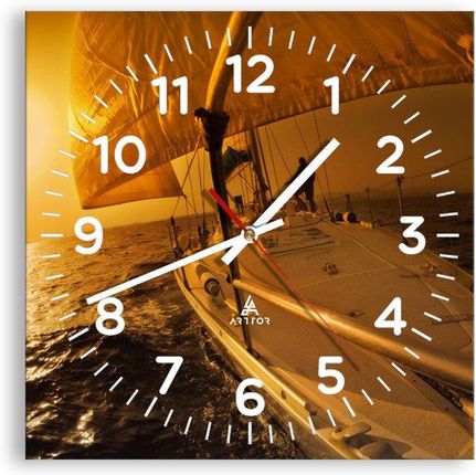 Arttor Zegar ścienny Złoty wieczór po wielobarwnym dniu 30x30cm typ AC Cyferblat liczby Szkło