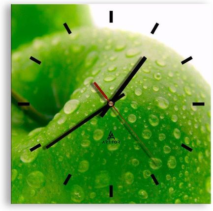 Arttor Zegar ścienny Zielona chłodna świeżość 30x30cm typ AC Cyferblat kreski Szkło