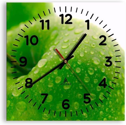 Arttor Zegar ścienny Zielona chłodna świeżość 30x30cm typ AC Cyferblat liczby Szkło