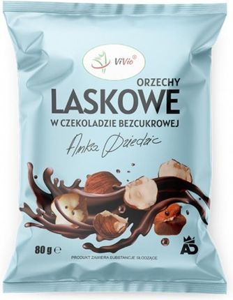 VIVIO Anka Dziedzic Orzechy laskowe w czekoladzie bezcukrowej 80g