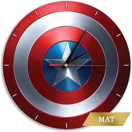Marvel Zegar Ścienny Matowy Kapitan Ameryka 001 Czerwony (Mwccapam001)