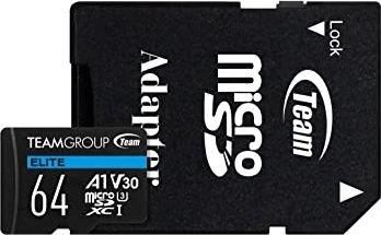 Team Group Elite MicroSD 64 GB Class 10 UHS-I/U3 V30 (TEAUSDX64GIV30A103)