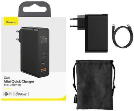 Baseus GaN C+C+U 120W (czarny) - zdjęcie 4