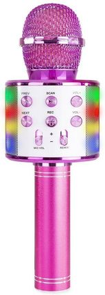 Max Mikrofon Karaoke Z Głośnikami Bt Mp3 Km15P Led Pink (130147)