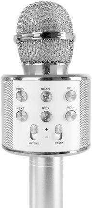 Max Mikrofon Karaoke Km01 Z Wbudowanymi Głośnikami Bt/ Mp3 Srebrny (130137)