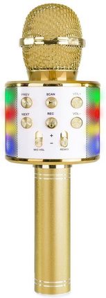 Max Mikrofon Karaoke Z Głośnikami Bt Mp3 Efekt Led Gold (130149)