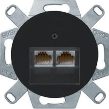Zdjęcie Berker Gniazdo Komputerowe Podwójne Kat.6 Ekranowane Rj45 Czarny Połysk R.1R.3R.8 455501 - Bobolice