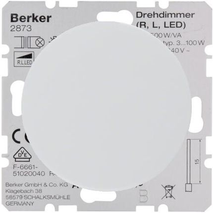 Berker Ściemniacz Led Przyciskowo-Obrotowy Biały Połysk R.1R.3R.8 2873
