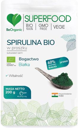 Beorganic Spirulina Bio SuperFood Proszek 200g