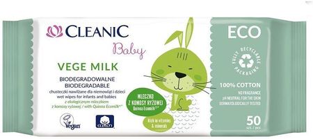Cleanic Chusteczki nawilżane dla dzieci i niemowląt Vege milk 50 szt.