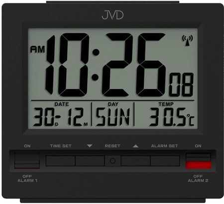 JVD Budzik Termometr dwa alarmy DCF77 czarny (RB93712)