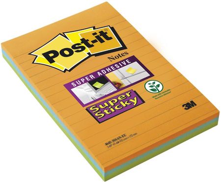 Post-It Karteczki Samoprzylepne 3M Super Sticky Xxl W Linie 3X45 Kartek 101X152Mm