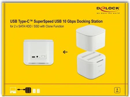 DELOCK  DOCKING STATION SATA HDD/SSD USB C 3.2 WITH CLONING FUNCTION (63084)