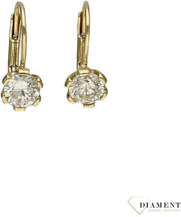 Diament Złote kolczyki dla dziewczynki z białą cyrkonią KL4193A333