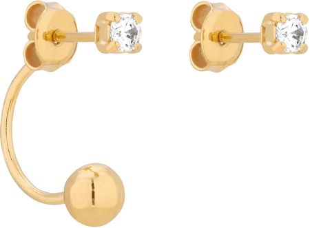Sotho Złote asymetryczne kolczyki z kryształkami SWAROVSKI CRYSTAL KOL0846
