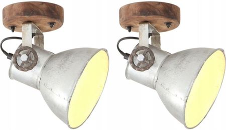 vidaXL INDUSTRIALNE LAMPY ŚCIENNE/SUFITOWE 2 SZT. SREBRN