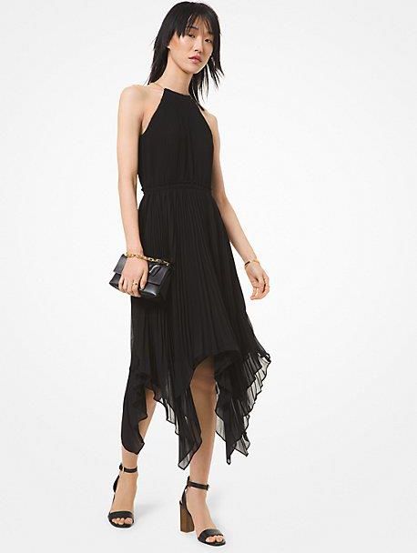 michael kors pleated georgette halter dress Michael Kors Chain Pleated Midi Dress UFO No More
