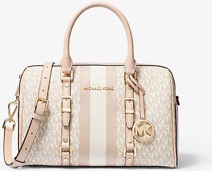 MK Bedford Travel Medium Logo Stripe Satchel - Vanilla/soft Pink - Michael  Kors - Ceny i opinie 