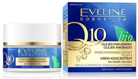 Krem Eveline Cosmetics Eveline Q10 Bio Przeciwzmarszczkowy I Makadamia Awokado Tłusty na dzień i noc 50ml
