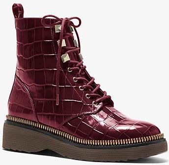 Michael kors haskell crocodile embossed leather combat boot new arrivals