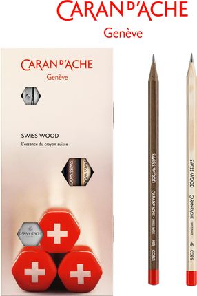 Zestaw Caran D’Ache - 2 Ołówki Grafitowe Swiss Wood Gumka I Temperówka